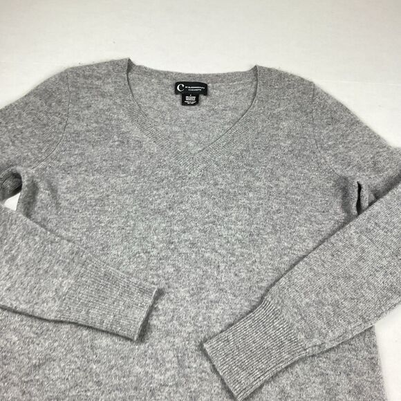 C by Bloomingdales Cashmere Tunic Sweater Small Gray Layered Hem Soft Pullover - Picture 3 of 9